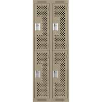 Clean Line Lockers, 2 -tier, Bank of 2, 24" x 12" x 72", Steel, Beige, Rivet (Assembled), Perforated Haskins Industrial Inc.