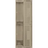 Clean Line Lockers, 2 -tier, Bank of 2, 24" x 12" x 72", Steel, Beige, Rivet (Assembled), Perforated Haskins Industrial Inc.
