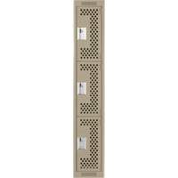 Clean Line Lockers, 3 -tier, 12" x 12" x 72", Steel, Beige, Rivet (Assembled), Perforated Haskins Industrial Inc.