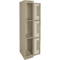 Clean Line Lockers, 3 -tier, 12" x 12" x 72", Steel, Beige, Rivet (Assembled), Perforated Haskins Industrial Inc.