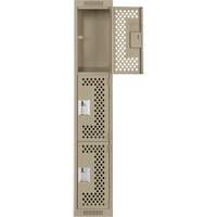 Clean Line Lockers, 3 -tier, 12" x 12" x 72", Steel, Beige, Rivet (Assembled), Perforated Haskins Industrial Inc.