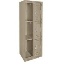 Clean Line Lockers, 3 -tier, Bank of 2, 24" x 12" x 72", Steel, Beige, Rivet (Assembled), Perforated Haskins Industrial Inc.