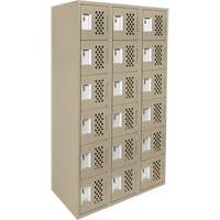 Clean-Line Perforated Lockerette, 6 -tier, Bank of 3, 12" x 72" x 12", Steel Haskins Industrial Inc.