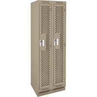 Clean Line Lockers, Bank of 2, 24" x 15" x 76", Steel, Beige, Rivet (Assembled), Perforated Haskins Industrial Inc.