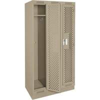 Clean Line Lockers, Bank of 3, 36" x 15" x 76", Steel, Beige, Rivet (Assembled), Perforated Haskins Industrial Inc.