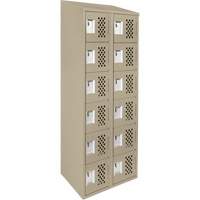 Assembled Lockerettes Clean Line Perforated Economy Lockers, 6 -tier, Bank of 2, 18" x 72" x 12", Steel Haskins Industrial Inc.