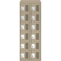 Assembled Lockerettes Clean Line Perforated Economy Lockers, 6 -tier, Bank of 2, 18" x 72" x 12", Steel Haskins Industrial Inc.