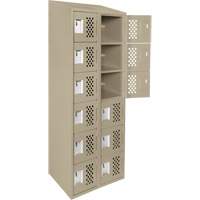 Assembled Lockerettes Clean Line Perforated Economy Lockers, 6 -tier, Bank of 2, 18" x 72" x 12", Steel Haskins Industrial Inc.