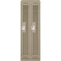 Clean Line Lockers, Bank of 2, 24" x 18" x 82", Steel, Beige, Rivet (Assembled), Perforated Haskins Industrial Inc.