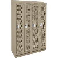 Clean Line Lockers, Bank of 4, 48" x 18" x 82", Steel, Beige, Rivet (Assembled), Perforated Haskins Industrial Inc.