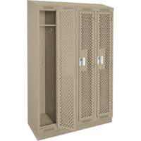 Clean Line Lockers, Bank of 4, 48" x 18" x 82", Steel, Beige, Rivet (Assembled), Perforated Haskins Industrial Inc.