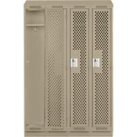Clean Line Lockers, Bank of 4, 48" x 18" x 82", Steel, Beige, Rivet (Assembled), Perforated Haskins Industrial Inc.