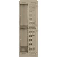 Clean Line Lockers, 2 -tier, Bank of 2, 24" x 15" x 82", Steel, Beige, Rivet (Assembled), Perforated Haskins Industrial Inc.