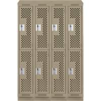 Clean Line Lockers, 2 -tier, Bank of 4, 48" x 15" x 82", Steel, Beige, Rivet (Assembled), Perforated Haskins Industrial Inc.