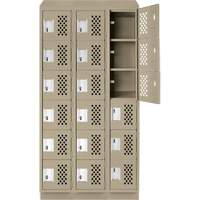 Clean-Line Perforated Lockerette, 6 -tier, Bank of 3, 12" x 72" x 12", Steel Haskins Industrial Inc.