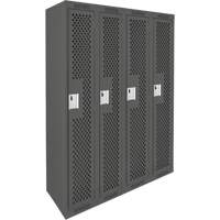 Clean Line Lockers, Bank of 4, 48" x 15" x 72", Steel, Charcoal, Rivet (Assembled), Perforated Haskins Industrial Inc.