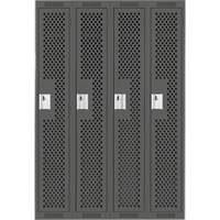 Clean Line Lockers, Bank of 4, 48" x 15" x 72", Steel, Charcoal, Rivet (Assembled), Perforated Haskins Industrial Inc.