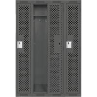 Clean Line Lockers, Bank of 4, 48" x 15" x 72", Steel, Charcoal, Rivet (Assembled), Perforated Haskins Industrial Inc.