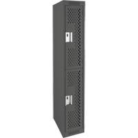 Clean Line Lockers, 2 -tier, 12" x 12" x 72", Steel, Charcoal, Rivet (Assembled), Perforated Haskins Industrial Inc.