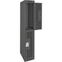Clean Line Lockers, 2 -tier, 12" x 12" x 72", Steel, Charcoal, Rivet (Assembled), Perforated Haskins Industrial Inc.