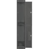 Clean Line Lockers, 2 -tier, 12" x 12" x 72", Steel, Charcoal, Rivet (Assembled), Perforated Haskins Industrial Inc.