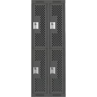 Clean Line Lockers, 2 -tier, Bank of 2, 24" x 12" x 72", Steel, Charcoal, Rivet (Assembled), Perforated Haskins Industrial Inc.