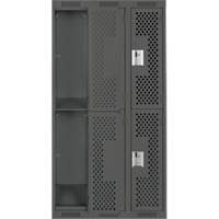 Clean Line Lockers, 2 -tier, Bank of 3, 36" x 12" x 72", Steel, Charcoal, Rivet (Assembled), Perforated Haskins Industrial Inc.
