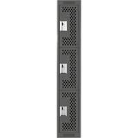 Clean Line Lockers, 3 -tier, 12" x 12" x 72", Steel, Charcoal, Rivet (Assembled), Perforated Haskins Industrial Inc.