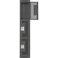 Clean Line Lockers, 3 -tier, 12" x 12" x 72", Steel, Charcoal, Rivet (Assembled), Perforated Haskins Industrial Inc.