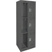 Clean Line Lockers, 3 -tier, Bank of 2, 24" x 12" x 72", Steel, Charcoal, Rivet (Assembled), Perforated Haskins Industrial Inc.