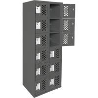 Clean-Line Perforated Lockerette, 6 -tier, Bank of 2, 12" x 72" x 12", Steel Haskins Industrial Inc.