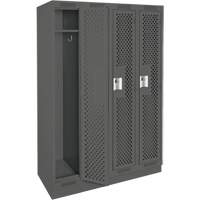 Clean Line Lockers, Bank of 4, 48" x 15" x 76", Steel, Charcoal, Rivet (Assembled), Perforated Haskins Industrial Inc.