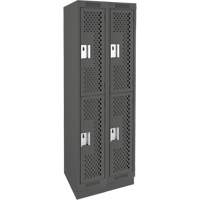 Clean Line Lockers, 2 -tier, Bank of 2, 24" x 15" x 76", Steel, Charcoal, Rivet (Assembled), Perforated Haskins Industrial Inc.