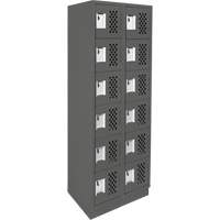 Clean-Line Perforated Lockerette, 6 -tier, Bank of 2, 12" x 72" x 12", Steel Haskins Industrial Inc.