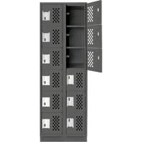 Clean-Line Perforated Lockerette, 6 -tier, Bank of 2, 12" x 72" x 12", Steel Haskins Industrial Inc.
