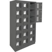Clean-Line Perforated Lockerette, 6 -tier, Bank of 3, 12" x 72" x 12", Steel Haskins Industrial Inc.
