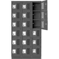 Clean-Line Perforated Lockerette, 6 -tier, Bank of 3, 12" x 72" x 12", Steel Haskins Industrial Inc.