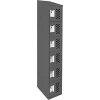 Assembled Lockerettes Clean Line Perforated Economy Lockers, 6 -tier, 18" x 72" x 12", Steel Haskins Industrial Inc.