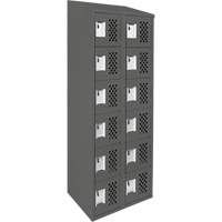 Assembled Lockerettes Clean Line Perforated Economy Lockers, 6 -tier, Bank of 2, 18" x 72" x 12", Steel Haskins Industrial Inc.