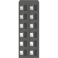 Assembled Lockerettes Clean Line Perforated Economy Lockers, 6 -tier, Bank of 2, 18" x 72" x 12", Steel Haskins Industrial Inc.