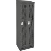 Clean Line Lockers, Bank of 2, 24" x 18" x 82", Steel, Charcoal, Rivet (Assembled), Perforated Haskins Industrial Inc.