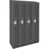 Clean Line Lockers, Bank of 4, 48" x 18" x 82", Steel, Charcoal, Rivet (Assembled), Perforated Haskins Industrial Inc.