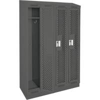 Clean Line Lockers, Bank of 4, 48" x 18" x 82", Steel, Charcoal, Rivet (Assembled), Perforated Haskins Industrial Inc.