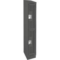 Clean Line Lockers, 2 -tier, 12" x 12" x 82", Steel, Charcoal, Rivet (Assembled), Perforated Haskins Industrial Inc.