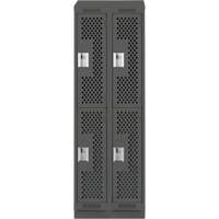 Clean Line Lockers, 2 -tier, Bank of 2, 24" x 15" x 82", Steel, Charcoal, Rivet (Assembled), Perforated Haskins Industrial Inc.