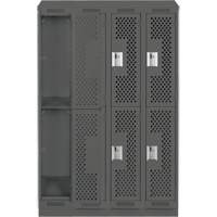 Clean Line Lockers, 2 -tier, Bank of 4, 48" x 15" x 82", Steel, Charcoal, Rivet (Assembled), Perforated Haskins Industrial Inc.