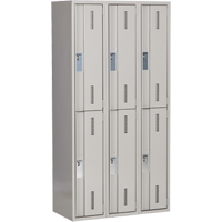 Concorde Heavy-Duty Lockers, 2 -tier, Bank of 3, 36" x 18" x 72", Steel, Grey, Welded (Assembled) Haskins Industrial Inc.