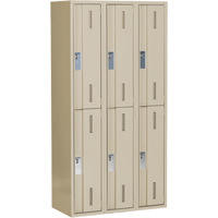 Concorde Heavy-Duty Lockers, 2 -tier, Bank of 3, 36" x 18" x 72", Steel, Beige, Welded (Assembled) Haskins Industrial Inc.