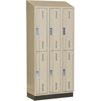 Concorde Heavy-Duty Lockers, 2 -tier, Bank of 3, 36" x 18" x 82", Steel, Beige, Welded (Assembled) Haskins Industrial Inc.