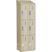 Concorde Heavy-Duty Lockers, 3 -tier, Bank of 2, 24" x 18" x 78", Steel, Beige, Welded (Assembled) Haskins Industrial Inc.
